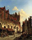 Busy Paintings - Morning In A Busy Market by Jacques Carabain
